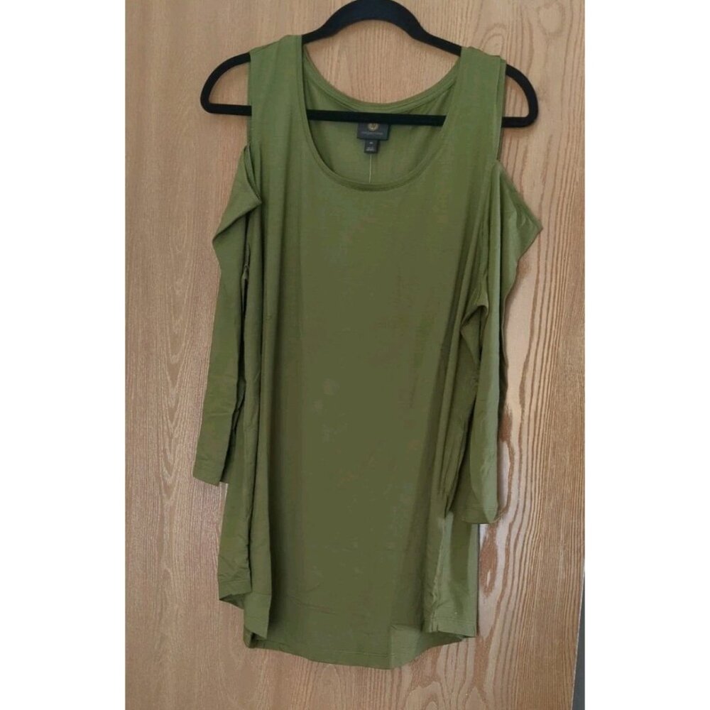 JM Collection Cold Shoulder Womens Size 2X T-Shirt New Avocado Green New W/Tags